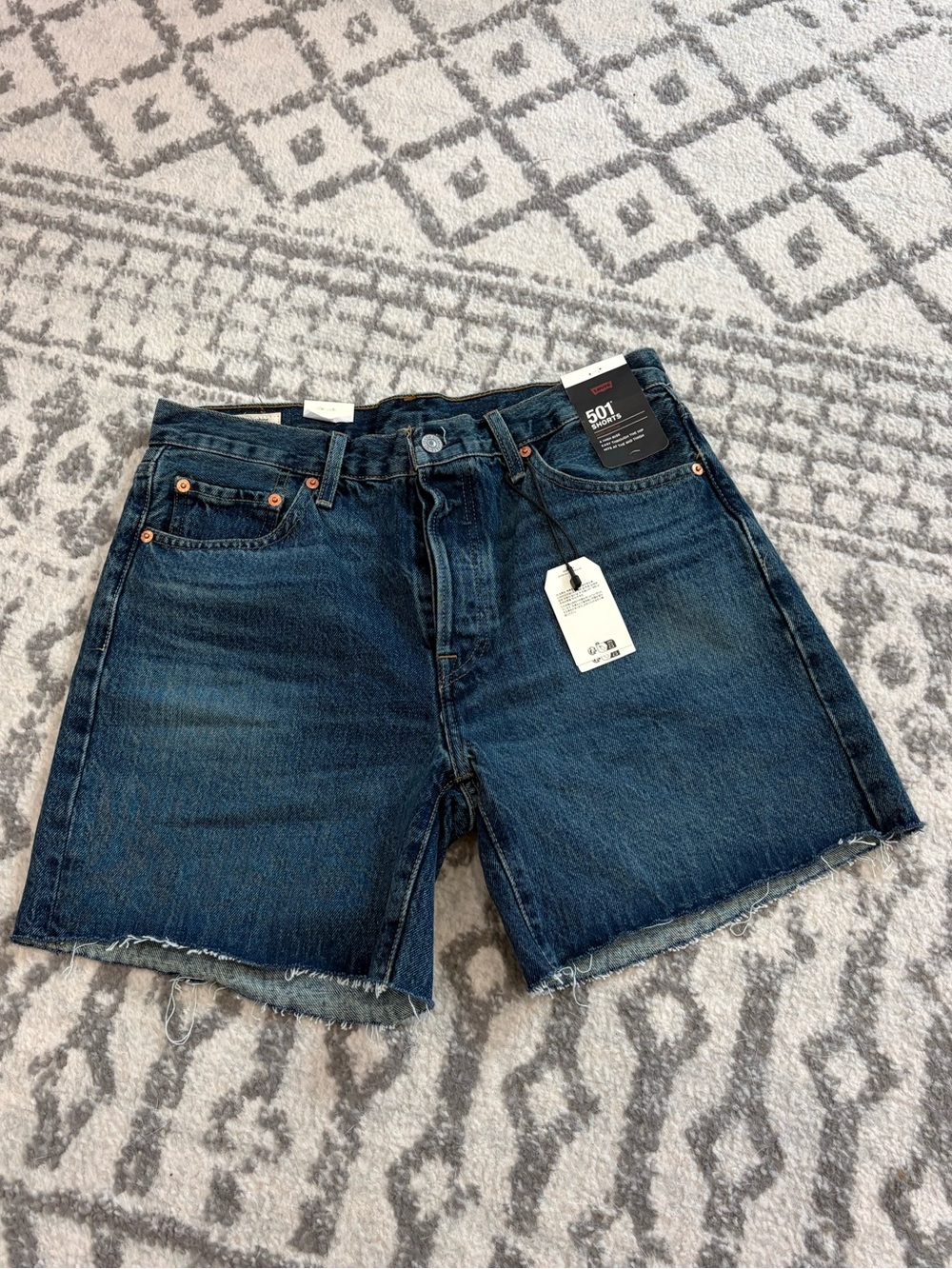 Levi's Women’s Dark Blue Relaxed Cut Denim Shorts (longer hem)
